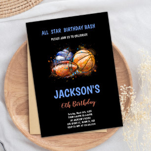 Editable Boys Multi-Sport Party Invite