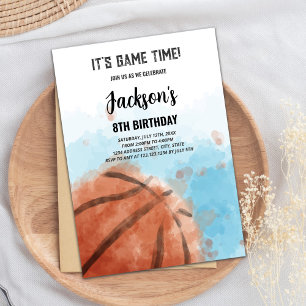 Editable Boys Slam Dunk Sports Party Card