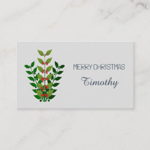 Editable Branches and Berries Christmas Place Card