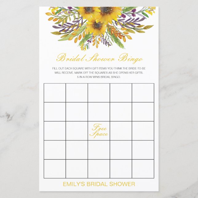 Editable Bridal Bingo Bridal Shower Game PRINTED (Front)