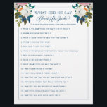 Editable Bridal Shower Game Blue White Floral Flyer<br><div class="desc">Romantic blue and white painted florals bridal shower game with blue text. 

Change the title and questions to anything you need.

The gorgeous painted florals are by Create the Cut. Find them on Creative Market https://crmrkt.com/7WdAX,  Etsy https://www.etsy.com/shop/CreateTheCut,  and 
www.createthecut.com</div>