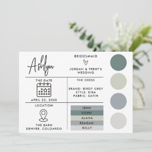 Editable Bridesmaids Info Card for Wedding