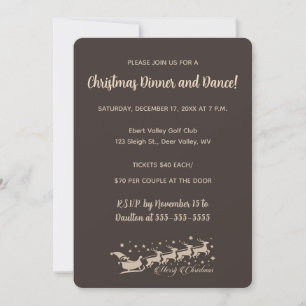 Editable Brown Classy Santa Sleigh and Reindeer Invitation