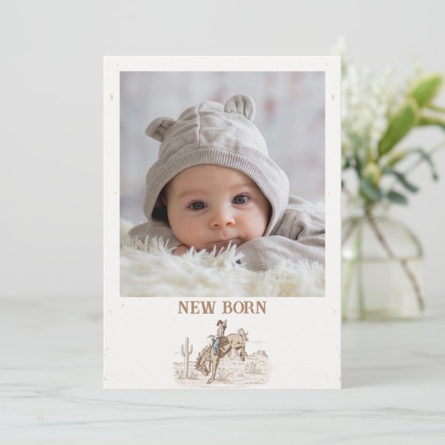 Editable Brown First Rodeo Monthly Banner Flag Invitation (Standing Front)