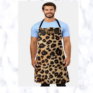 Editable Brown Leopard Print Personalised Apron