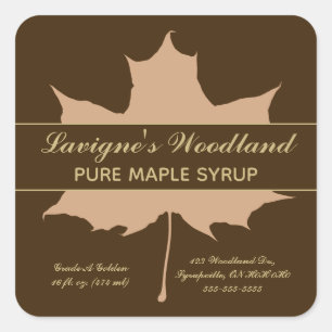 Editable Brown Maple Leaf Square Sticker