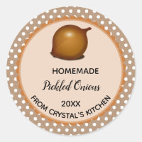 Editable Brown Polka Dot Pickled Onions Labels
