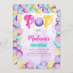 Editable Bubbles Birthday Invitation