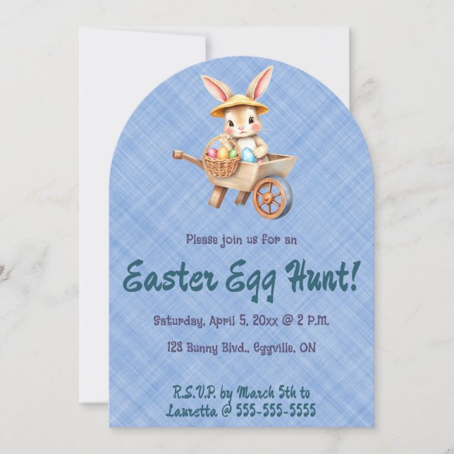 Editable Bunny Easter Egg Hunt Invitation (Front)