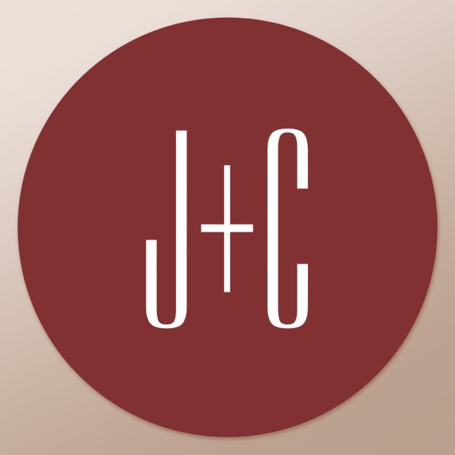 Editable Burgundy Red Background & White Text  Classic Round Sticker (Creator Uploaded)
