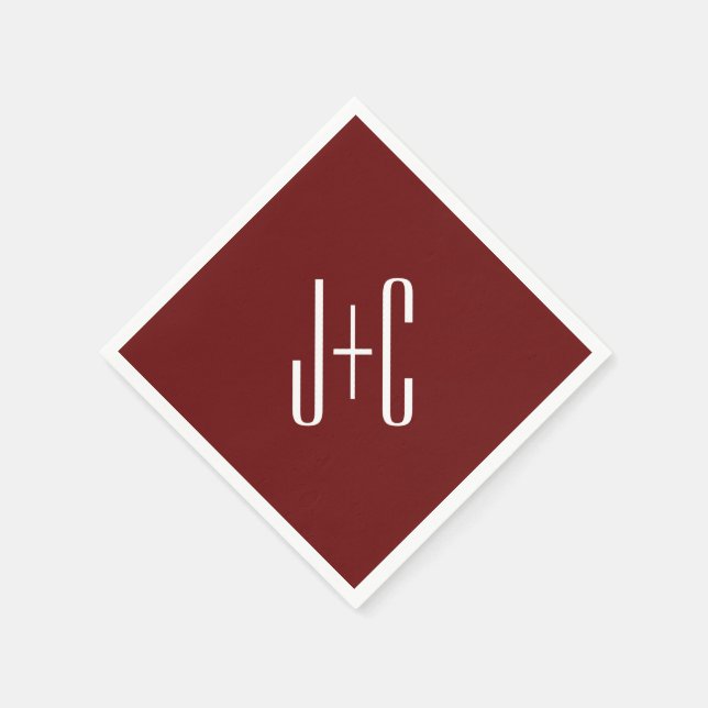 Editable Burgundy Red Background & White Text  Napkin (Corner)