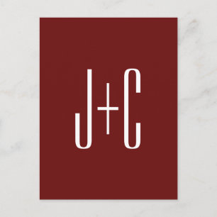Editable Burgundy Red Background & White Text Postcard