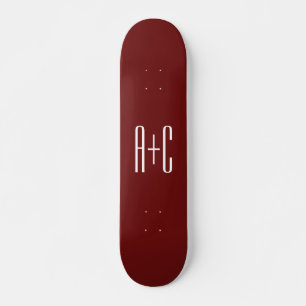 Editable Burgundy Red Background & White Text Skateboard