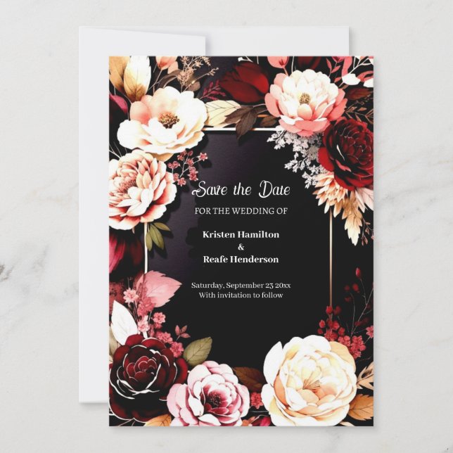 Editable Burgundy Romance Save The Date (Front)