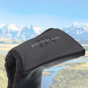 Editable Business Name (or any other text) Grey Golf Head Cover