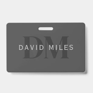 Editable Business Name (or any other text) Grey ID Badge