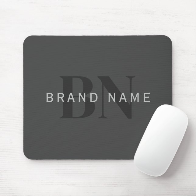 Editable Business Name (or any other text) Grey Mouse Mat (With Mouse)