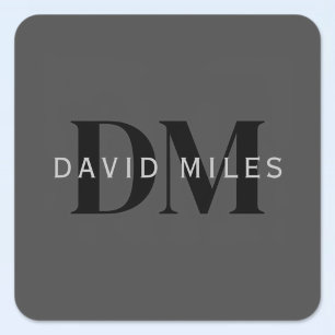 Editable Business Name (or any other text) Grey Square Sticker