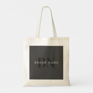 Editable Business Name (or any other text) Grey Tote Bag
