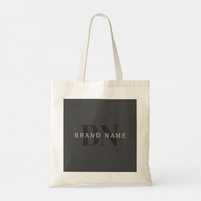 Editable Business Name (or any other text) Grey Tote Bag (Back)