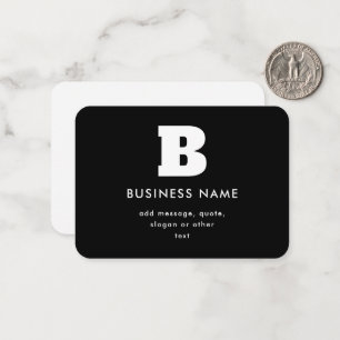 Editable Business Name & Slogan   Black & White Card