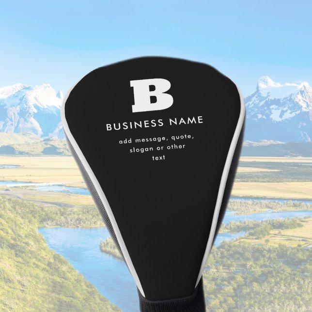 Editable Business Name & Slogan | Black & White Golf Head Cover (Creator Uploaded)
