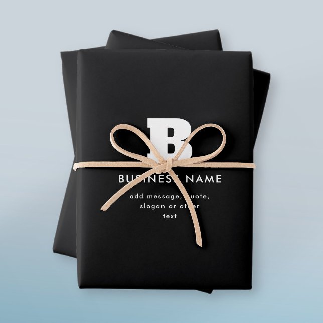 Editable Business Name & Slogan | Black & White Wrapping Paper Sheet (Creator Uploaded)