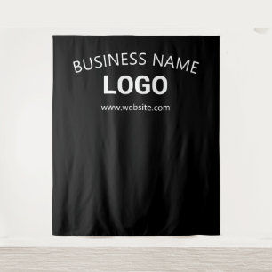 Editable Business Name, Website & Logo Backdrop Tapestry