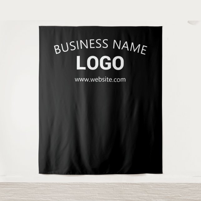 Editable Business Name, Website & Logo Backdrop Tapestry (Front)
