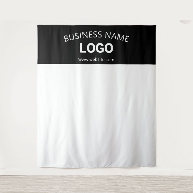 Editable Business Name, Website & Logo Backdrop Tapestry (Front)