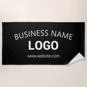 Editable Business Name, Website & Uploaded Logo Beach Towel