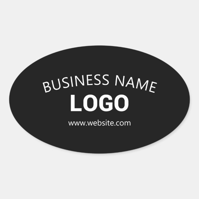 Editable Business Name, Website & Uploaded Logo Oval Sticker (Front)