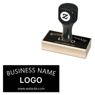 Editable Business Name, Website & Uploaded Logo Rubber Stamp