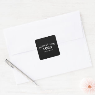 Editable Business Name, Website & Uploaded Logo Square Sticker