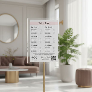 Editable Business Price List Template Spa, Nail Pedestal Sign