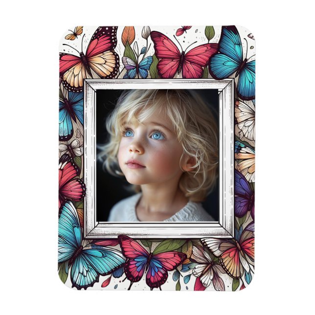Editable Butterflies Photo Frame Magnet (Vertical)