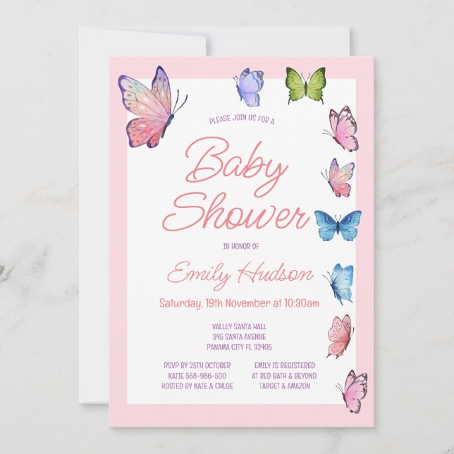 Editable Butterfly Invitation (Front)