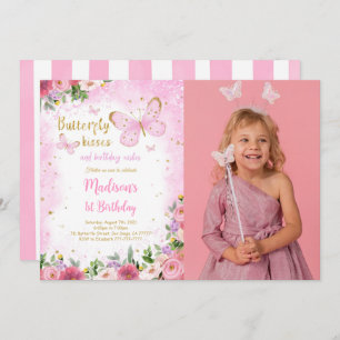 Editable Butterfly Photo Invitation