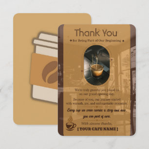Editable Cafe Opening Invitation Thank You Card