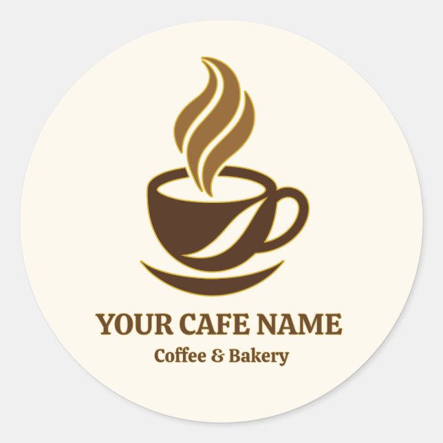 Editable Cafe Opening Sticker Logo Design (Front)