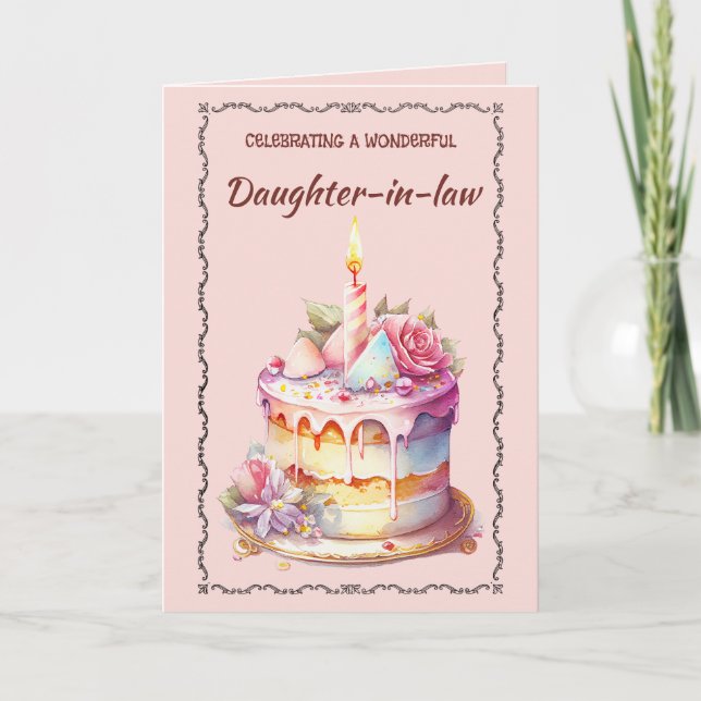 Editable Cake and Candle Birthday Card (Front)