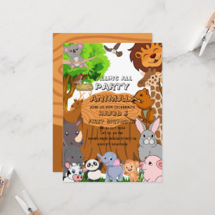 Editable Calling All Party Animals Farm Girl Birth Invitation