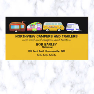 Editable Campers and Trailer Sales  Business Card