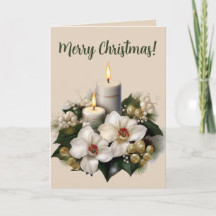 Editable Candles Flowers and Beads Christmas Card
