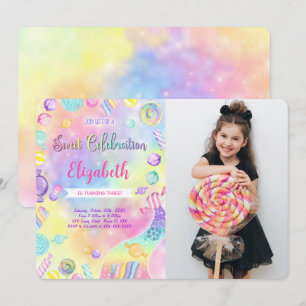 Editable Candy Birthday Photo Invitation 