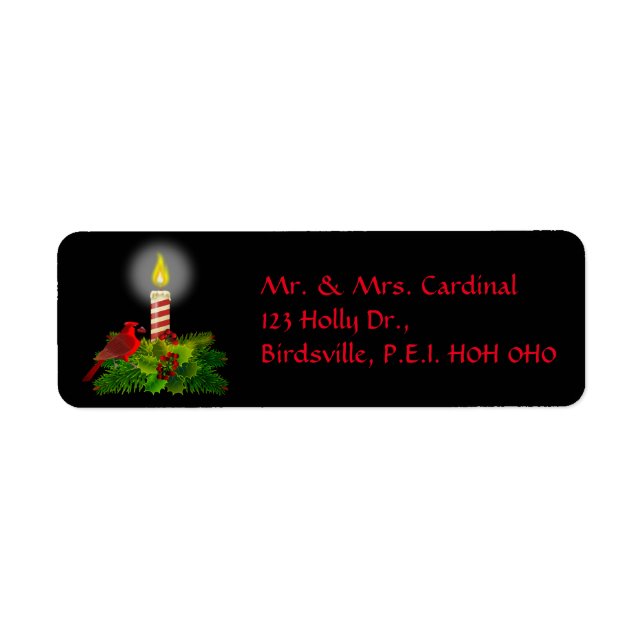 Editable Cardinal Wreath and Candle Address Label (Front)