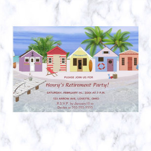 Editable Caribbean Beach Retirement Invitation  Postcard