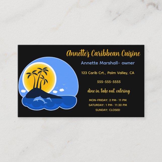 Editable Caribbean Island  Business Card (Front)