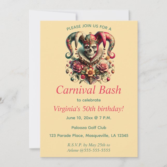 Editable Carnival Bash Invitation (Front)