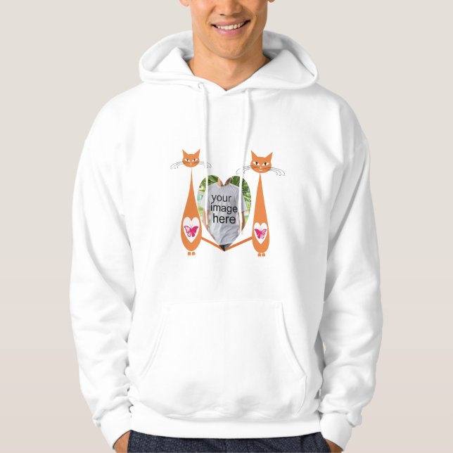 Editable Cat Love Heart Custom Design Hoodie (Front)